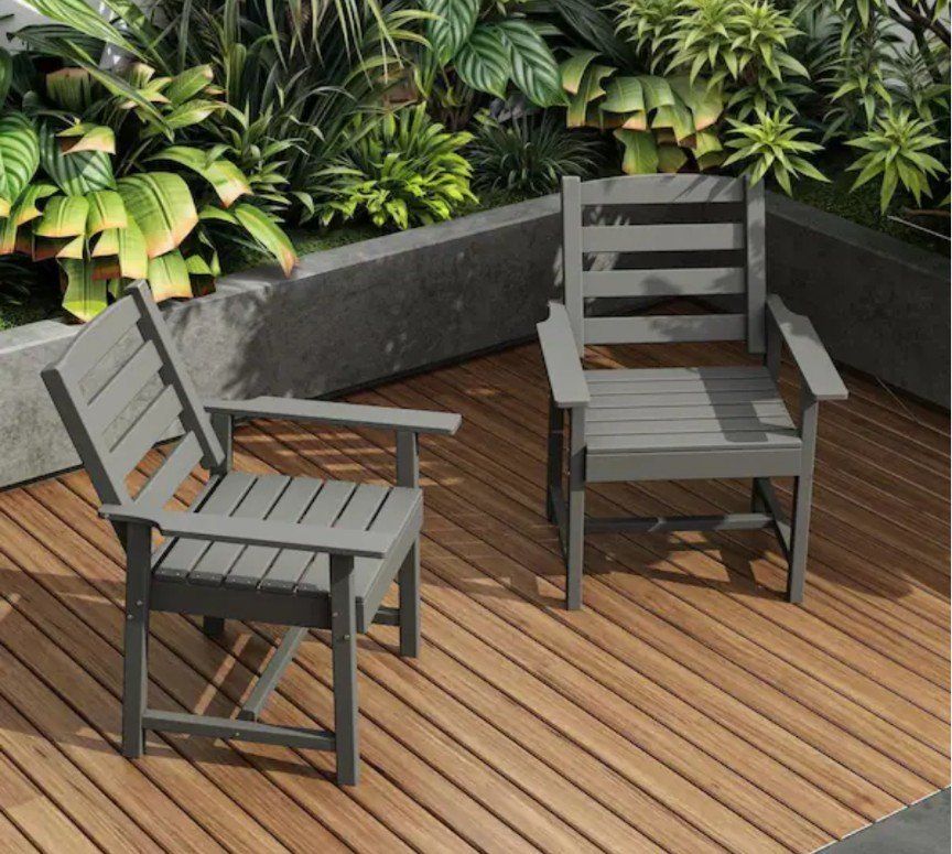 NEW Set of 2 HDPE Patio Dining Chair Set