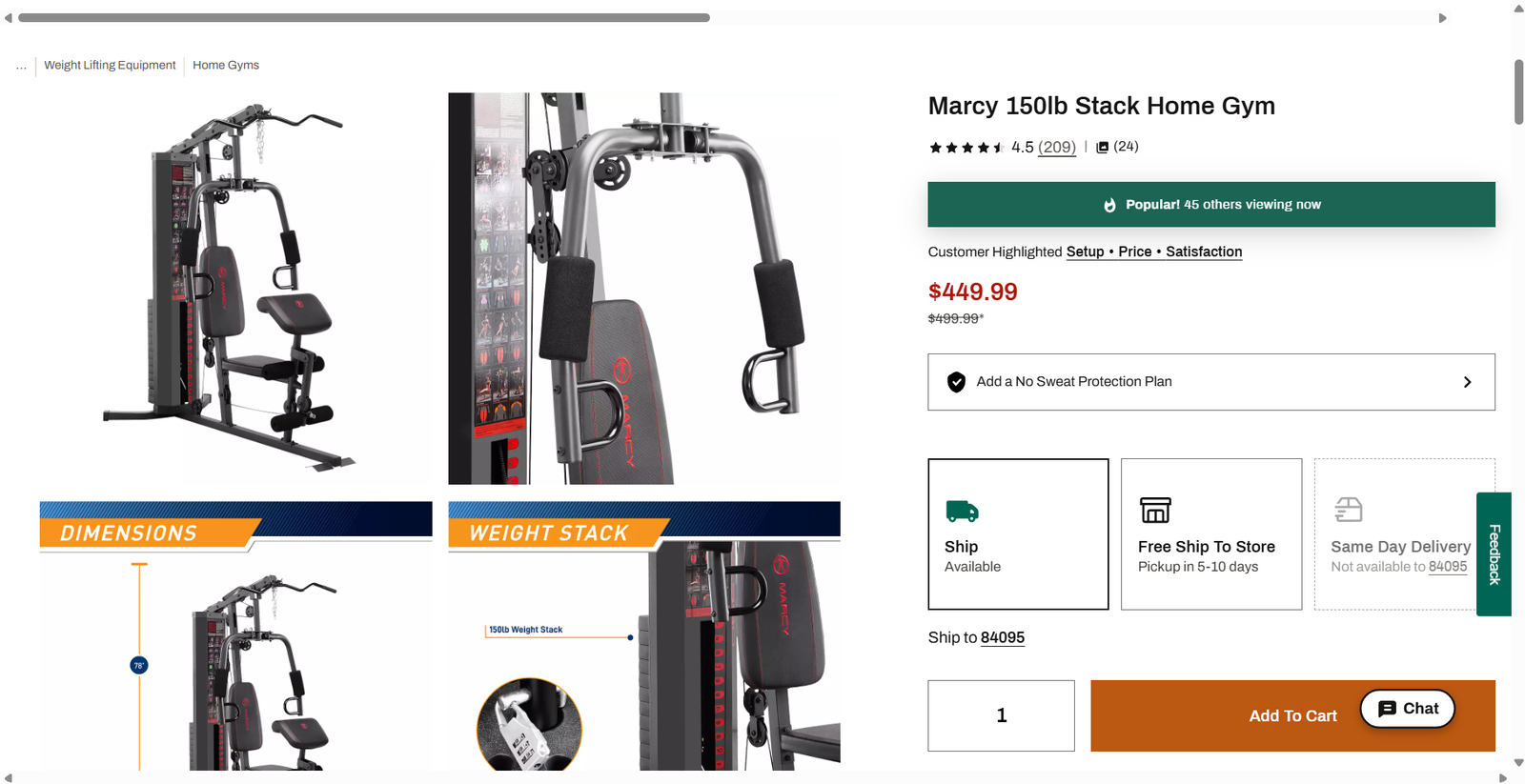 Marcy 150lb Stack Home Gym
