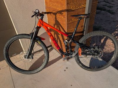 Marin Riftzone Mountain Bike - Full Suspension, Fox Float DPS, RockShox Fork, Orange/Black, Small, 1x12 Shimano SLX drivetrain.