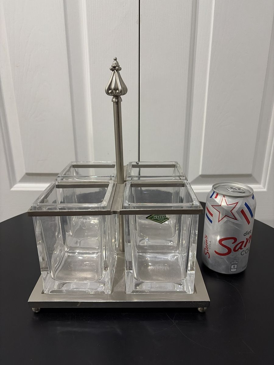 Beautiful Pewter Shannon Crystal 4 partion caddy