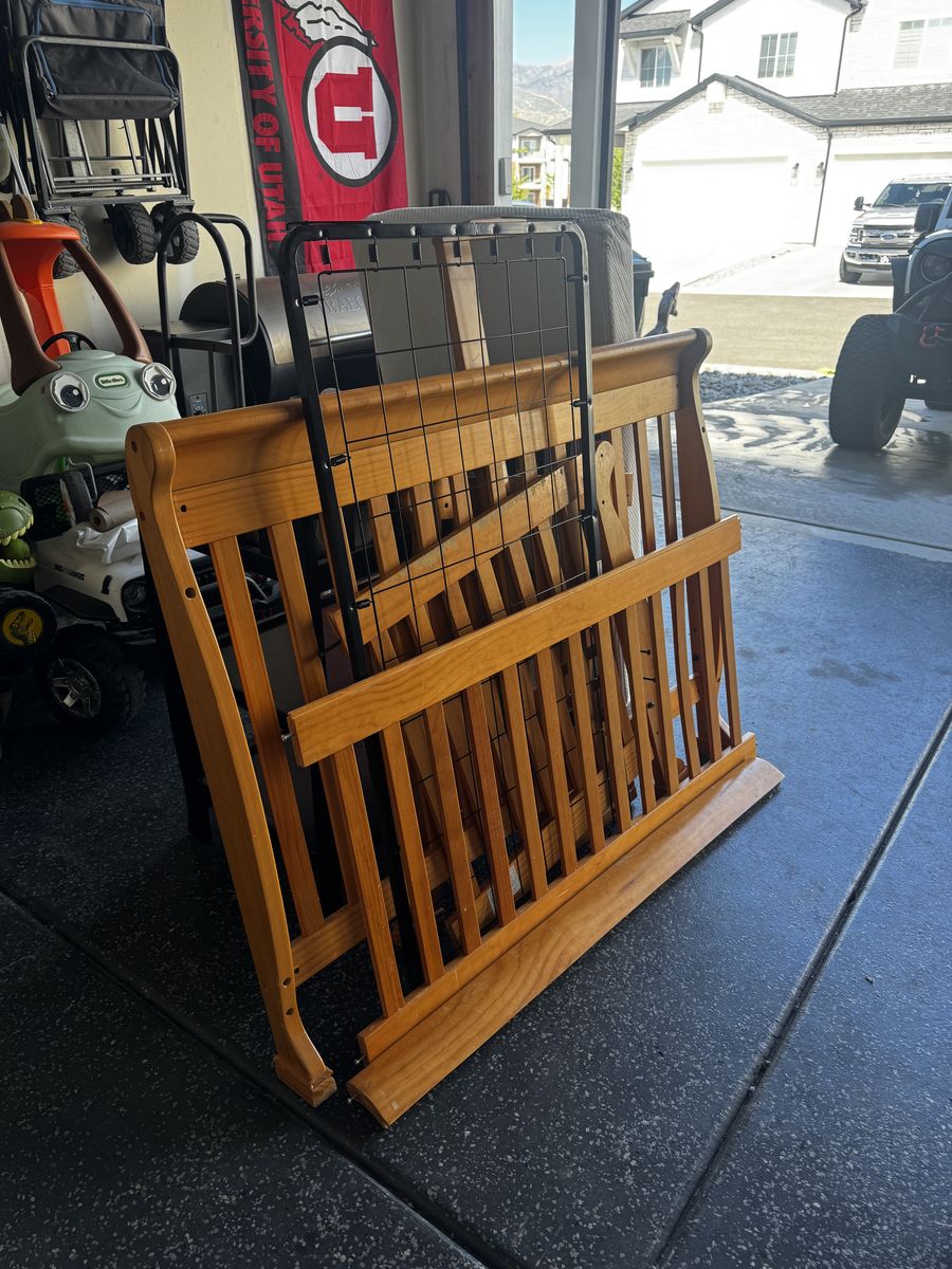 Natural wood baby crib