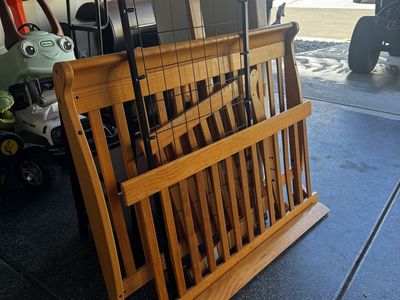 Natural wood baby crib