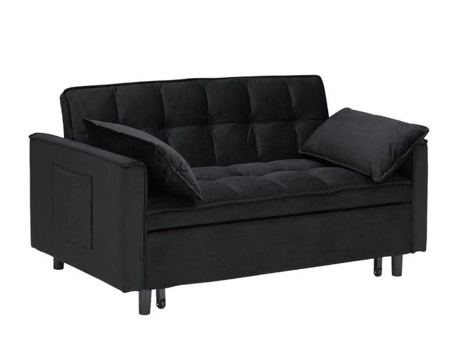 Modern Velvet Sofa Pull-Out Bed 3-In-1