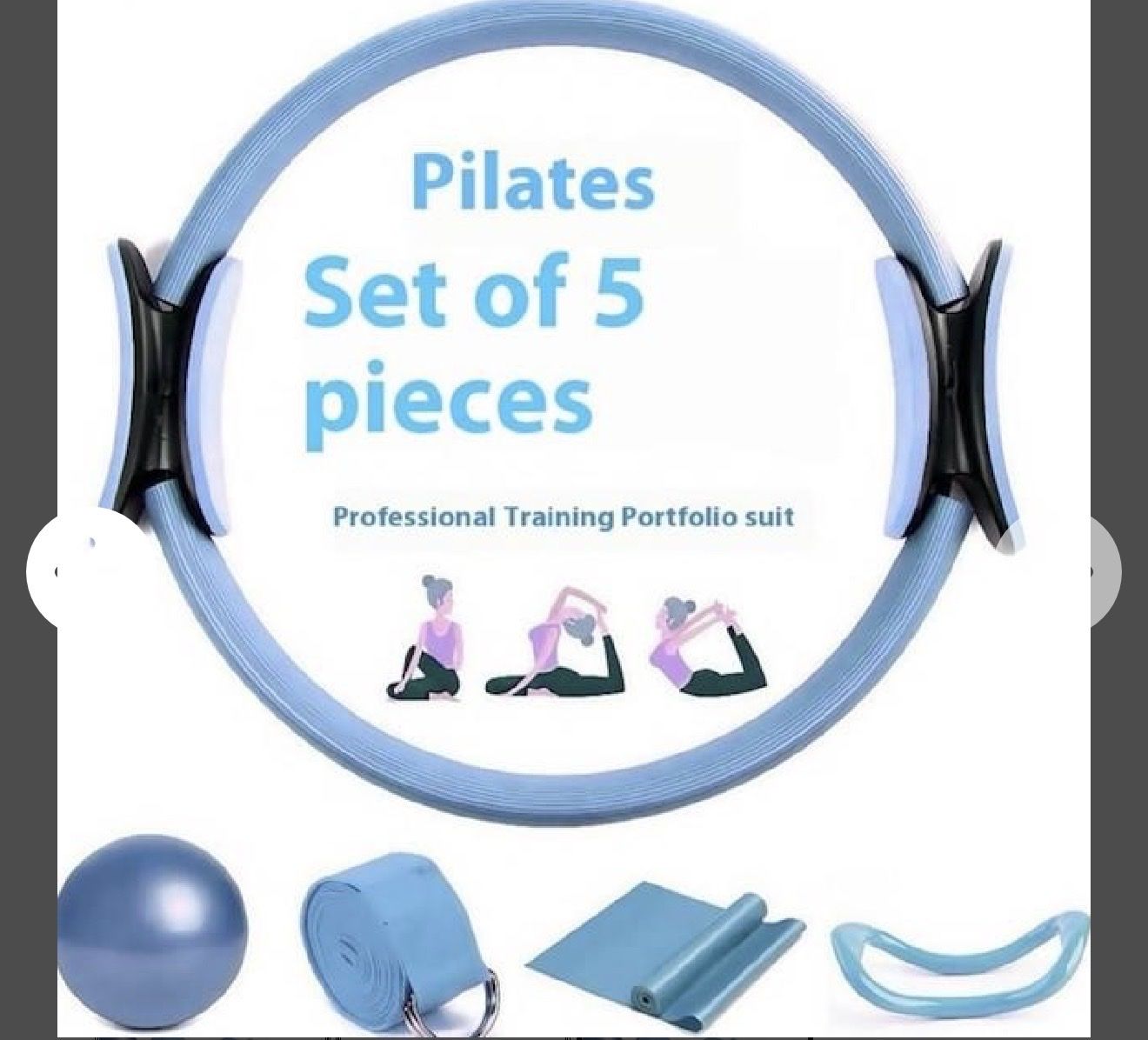 Pilates Ring Kit - 5 Piece Professional Training Portfolio Set with Resistance Band & Ball