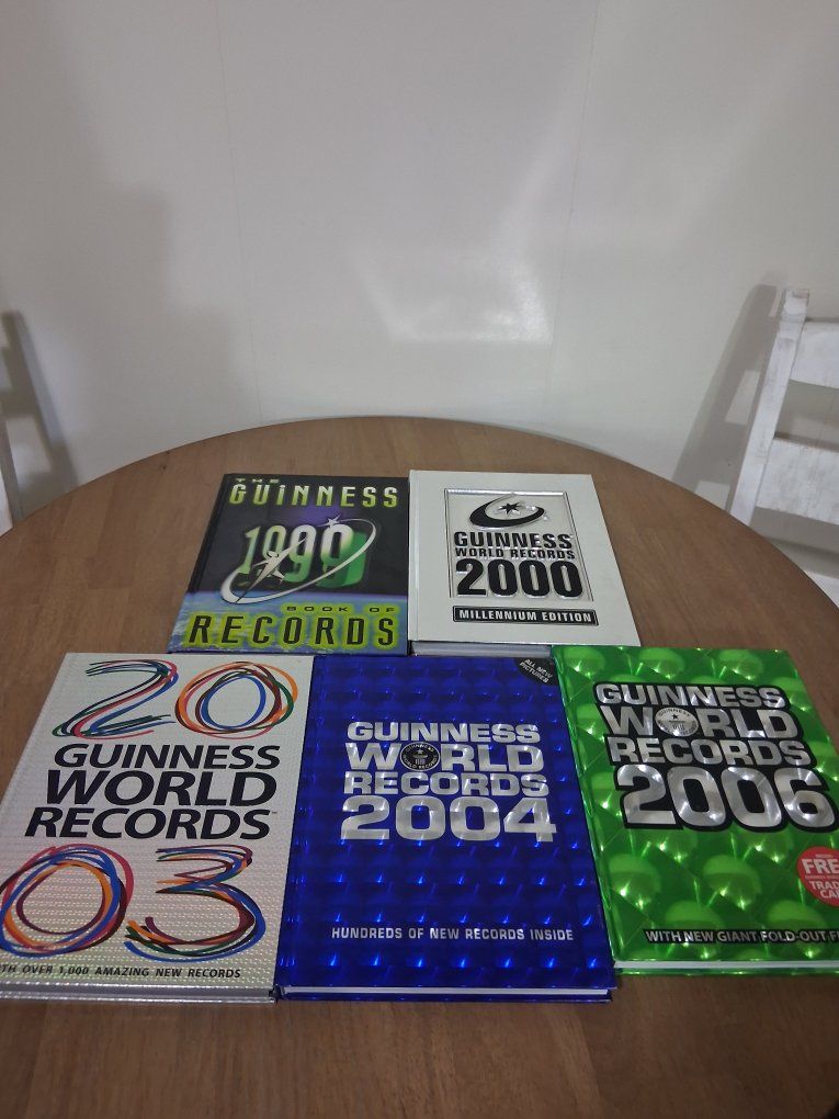 Guinness World Records Book Lot: 1999, 2000, 2003, 2004, 2006 Edition Set
sold as set