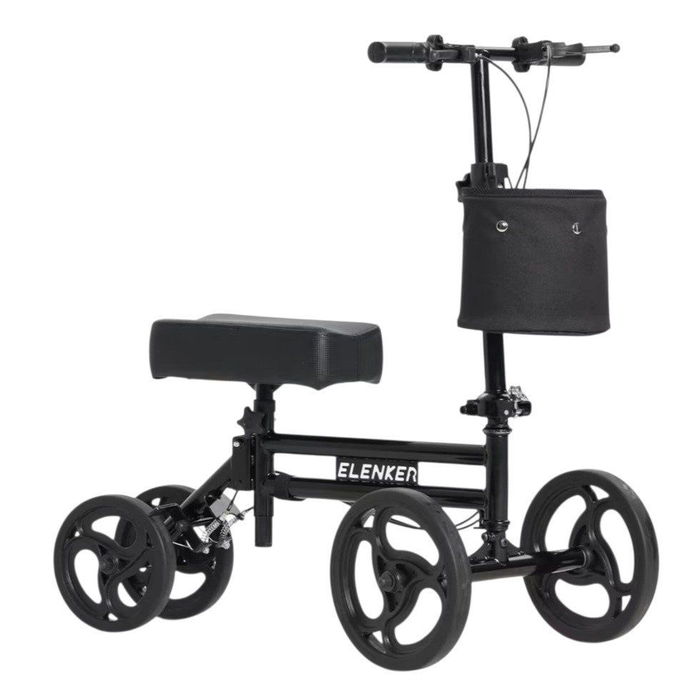 Elenker Steerable Knee Walker Deluxe Medical Scooter for Foot Injuries Compact Crutches Alternative Black. Excellent Conditions!