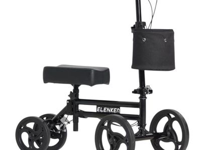 Elenker Steerable Knee Walker Deluxe Medical Scooter for Foot Injuries Compact Crutches Alternative Black. Excellent Conditions!