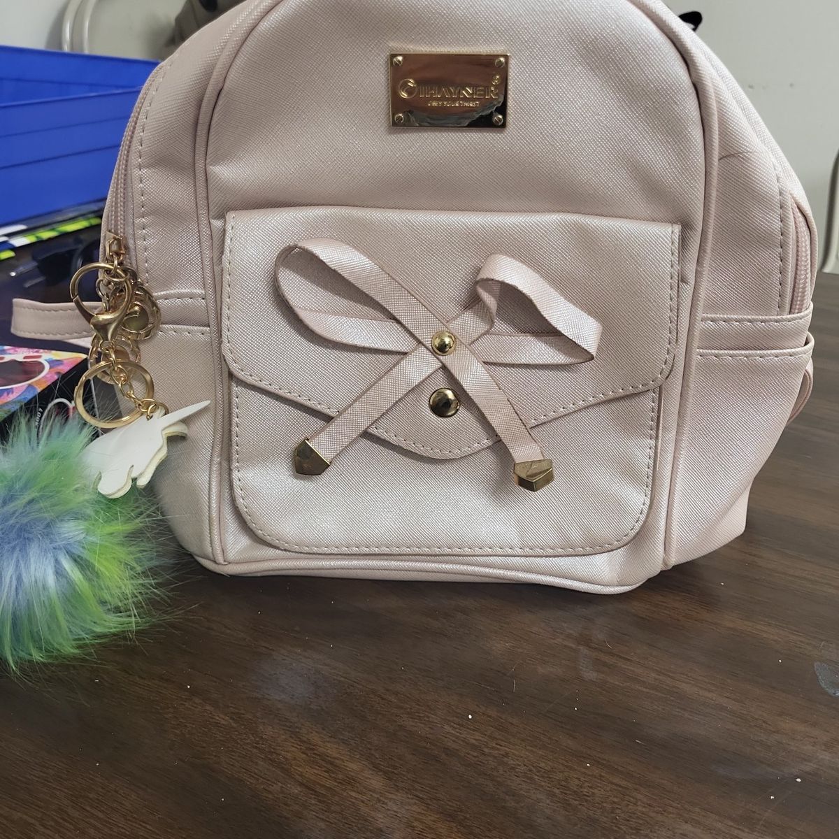 Light Pink Mini Backpack Purse with Zipper Pockets