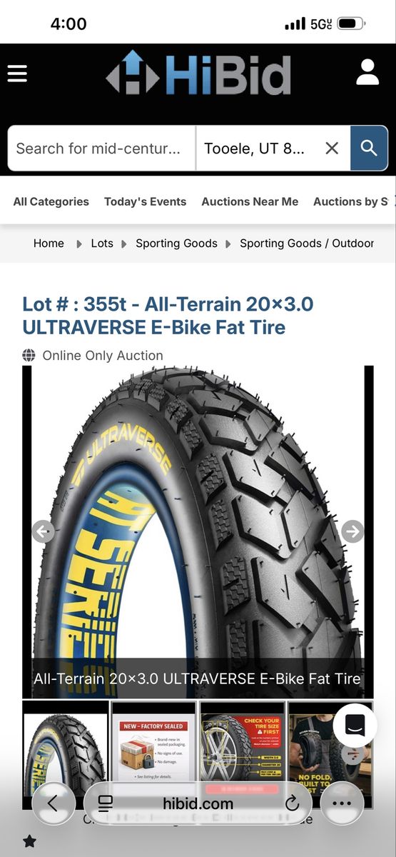 Ultraverse All-Terrain 20x3.0 E-Bike Fat Tire - New Factory Sealed
