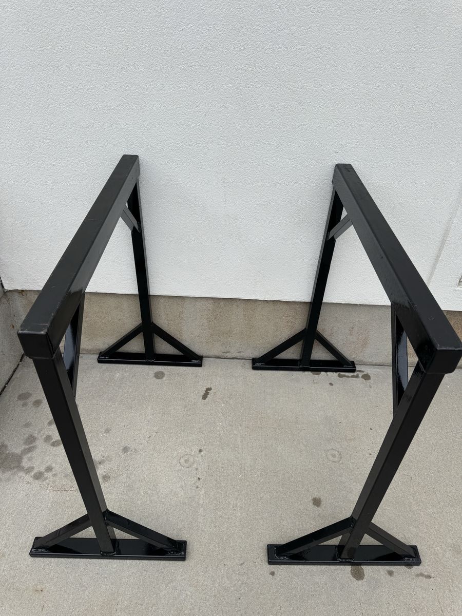 Light weight / Heavy Duty Steel Sawhorses - Pair of Black Painted Metal Work Benches 2500 lbs. capacity