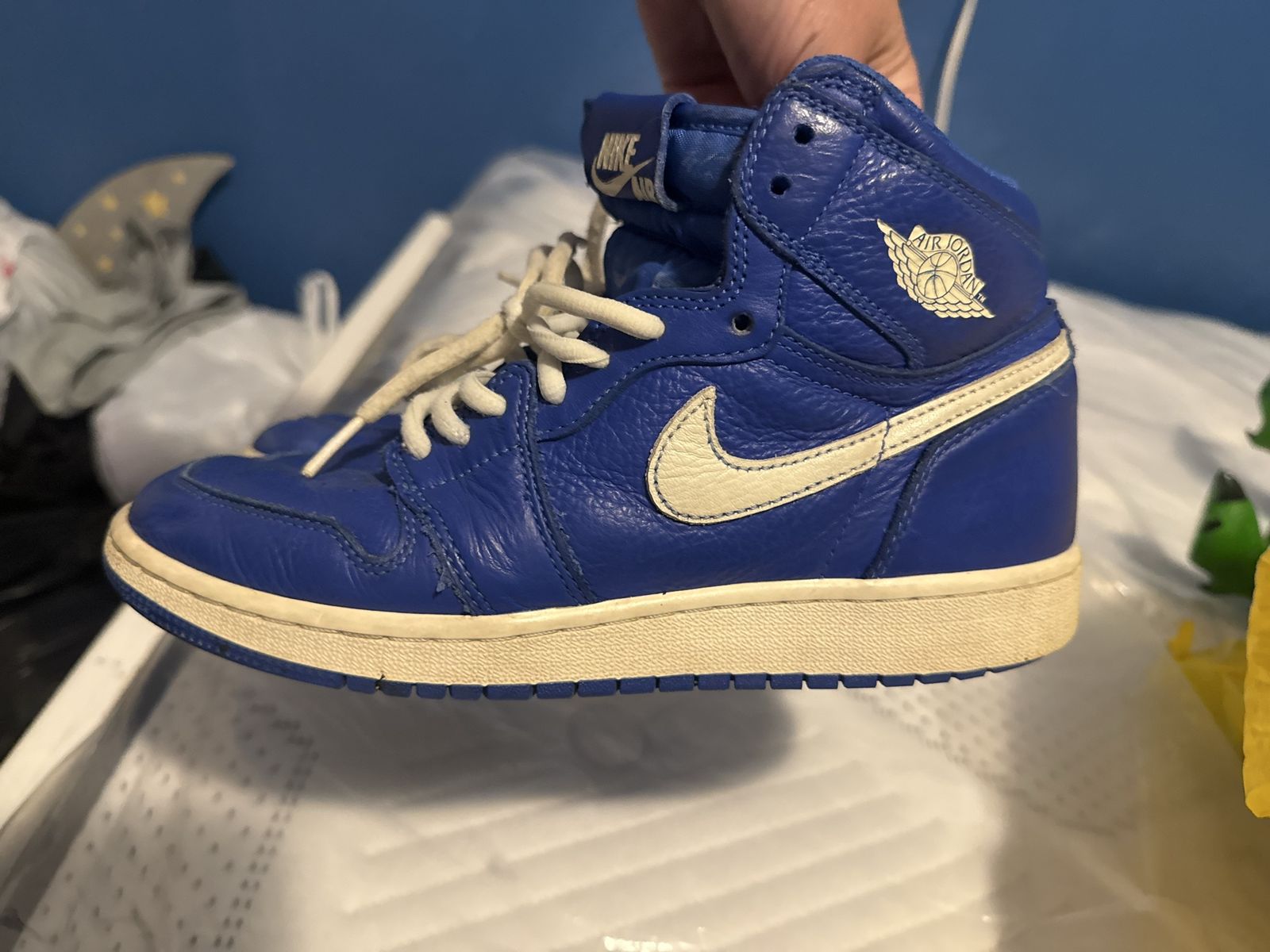 Nike Air Jordan Youth High Top Basketball Shoes - Royal Blue & White, Size 6Y