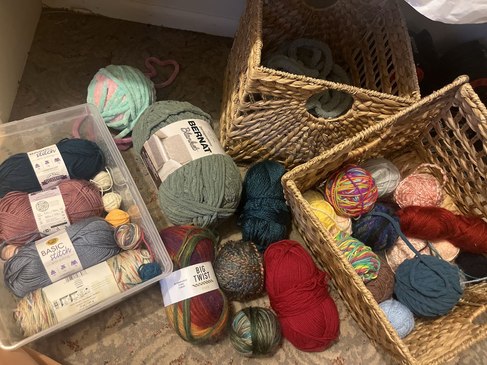 Assorted Yarn Lot - Lion Brand Basic Stitch, Bernat & Big Twist