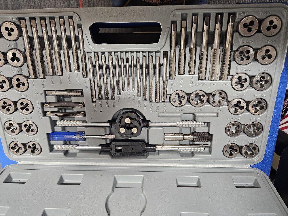Pittsburgh 60PC Tap & Die Set SAE/Metric General Purpose Threading Tool Kit Item 60366