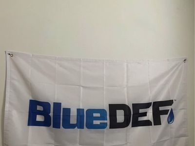 BlueDEF Logo Banner Flag White & Blue - Great for Garages, Shops, and Events