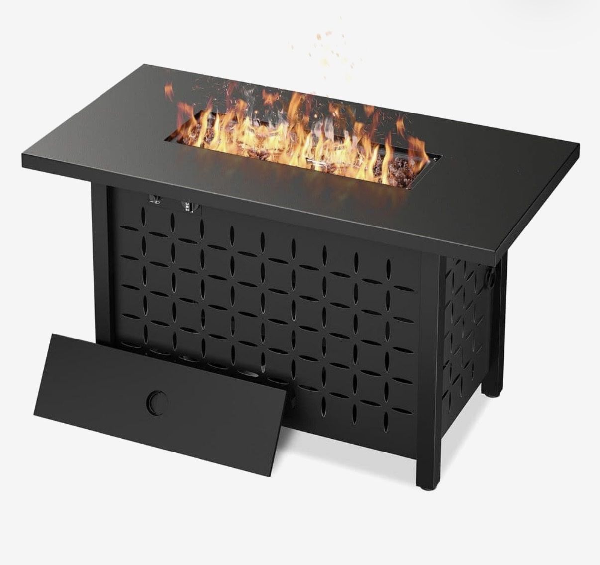 43 Inch Steel Gas Fire Pit Black Outdoor Table