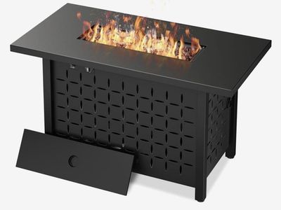 43 Inch Steel Gas Fire Pit Black Outdoor Table