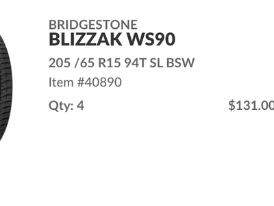 Winter Tires - 4x Bridgestone Blizzak 205/65R15 (53% off)
