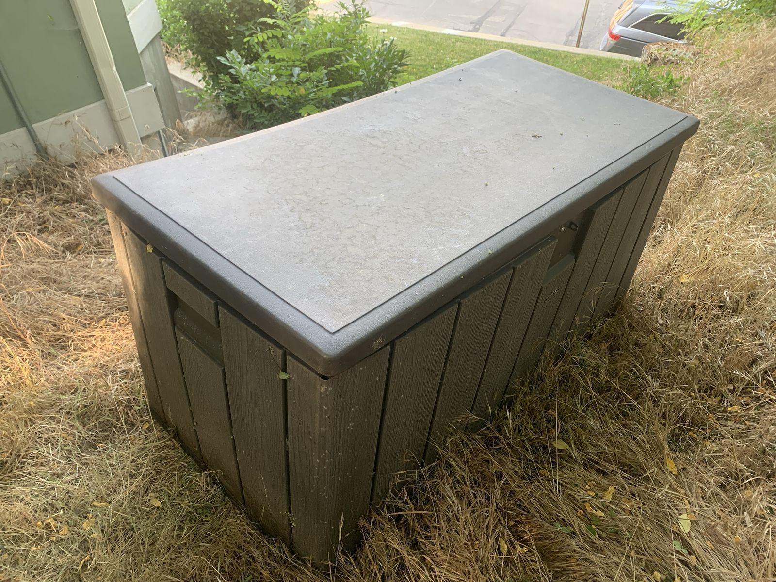 Outdoor Storage Box - Dark Brown Resin Deck Box for Patio & Garden