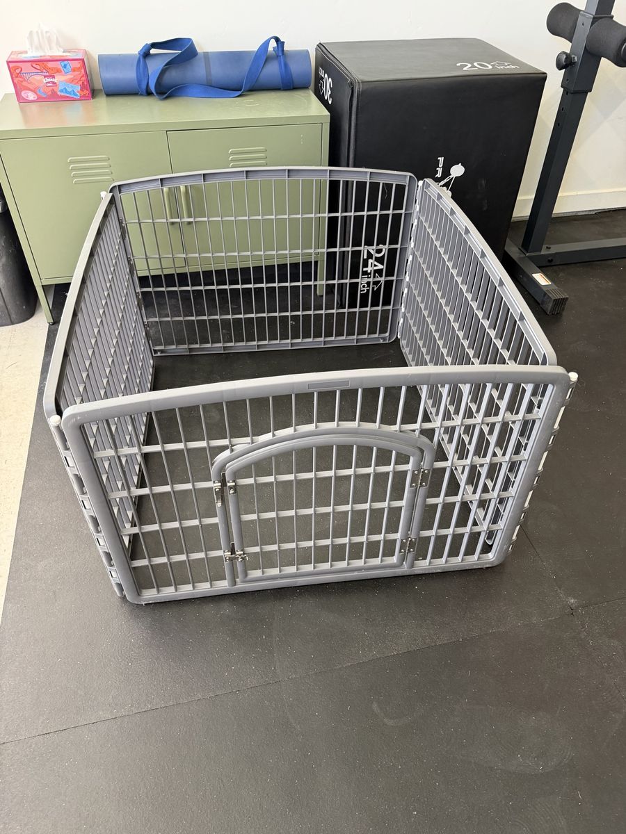Grey Plastic Pet Playpen with Door