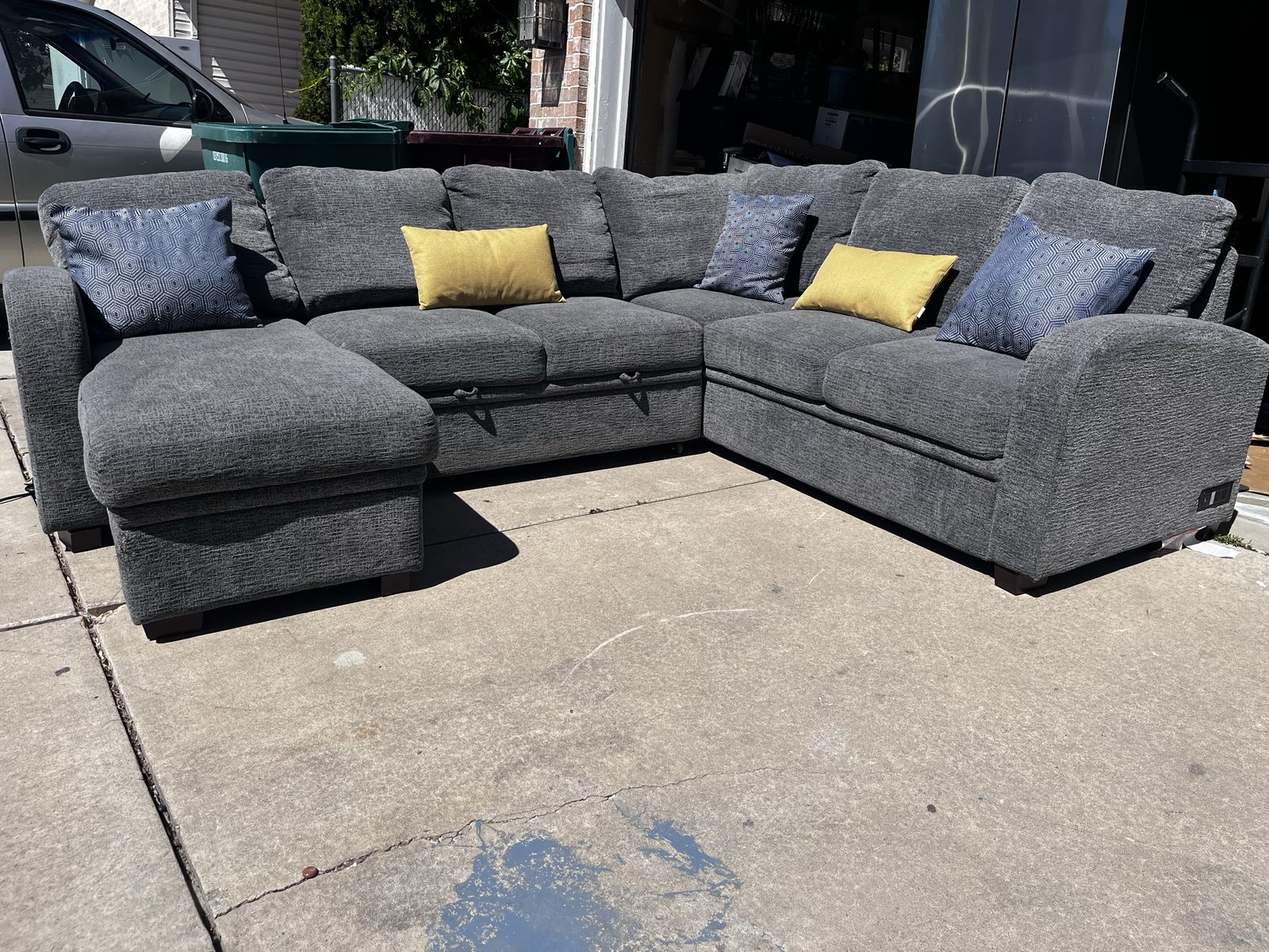 Coddle Aria Sleeper Sectional with Reversible Chaise and Storage and Built-in USB/Outlets
