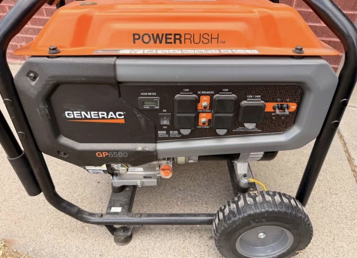Generac GP6500 PowerRush Portable Generator 6500 Watts 3.0 Hours