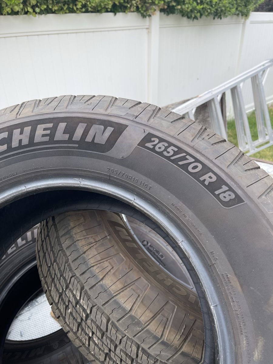 265 70 18   265/70/18 Michelin Trail Tires New Take Off.