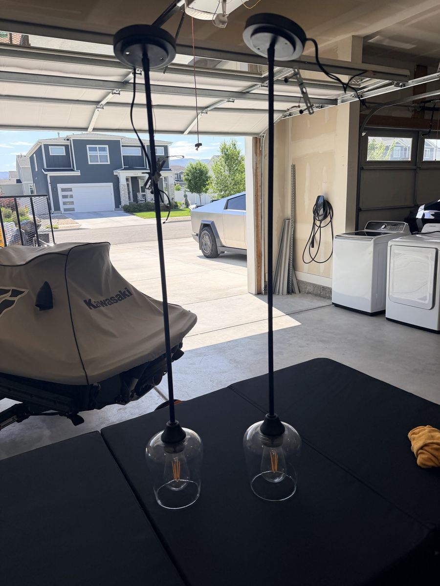 Pair of Modern Clear Glass Pendant Lights with Edison Bulbs - Black Fixture