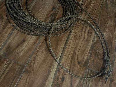 Braided Leather Riata Lasso Rope - Equestrian Cowboy Gear