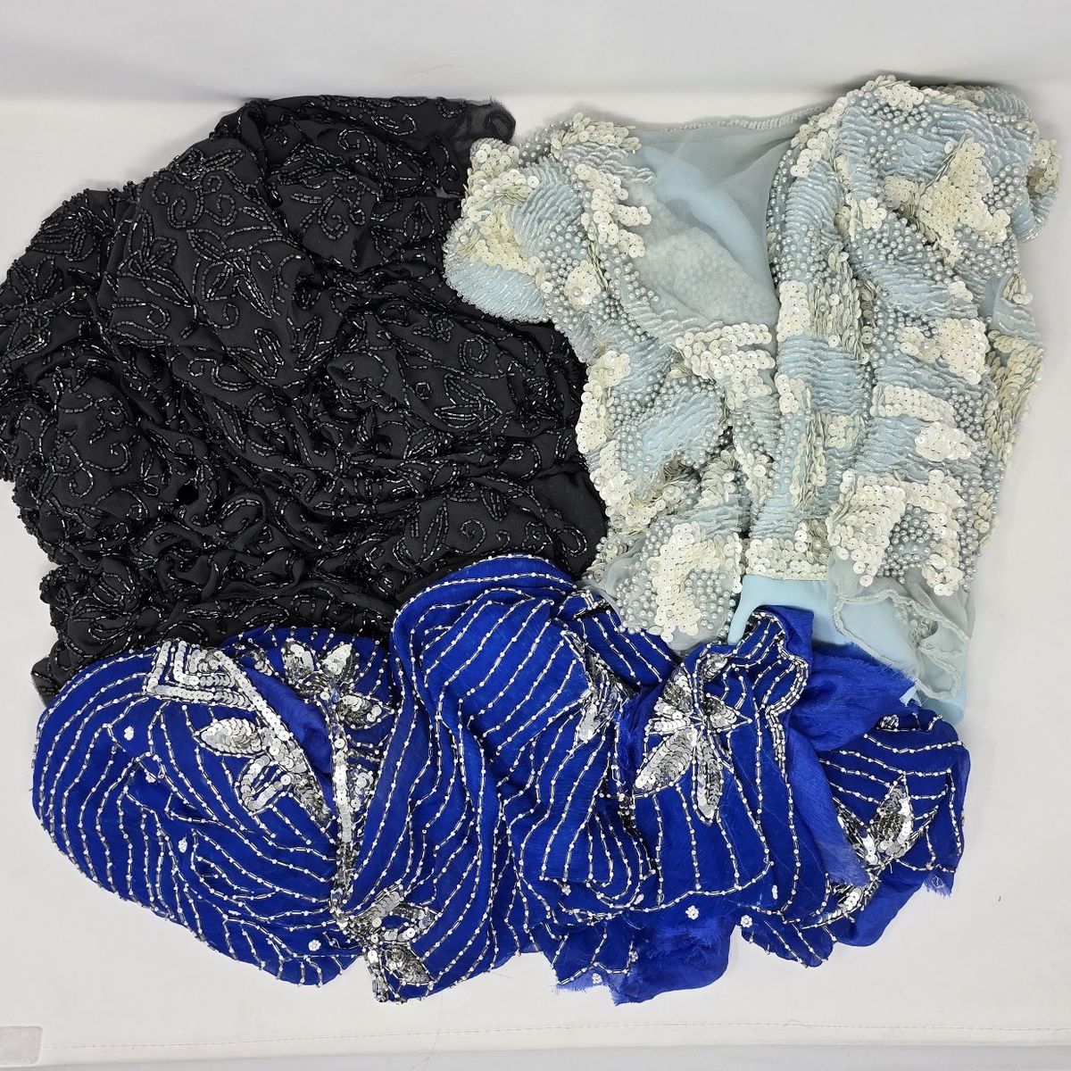 Vintage Beaded Garment & Trim Lot Silk Sequins Couture Salvage Costume Panels