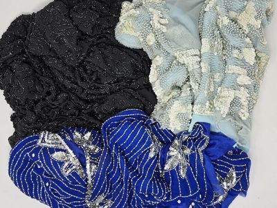 Vintage Beaded Garment & Trim Lot Silk Sequins Couture Salvage Costume Panels