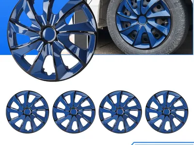 14” R14 Universal Snap-On Hubcaps – Black & Blue – Set of 4