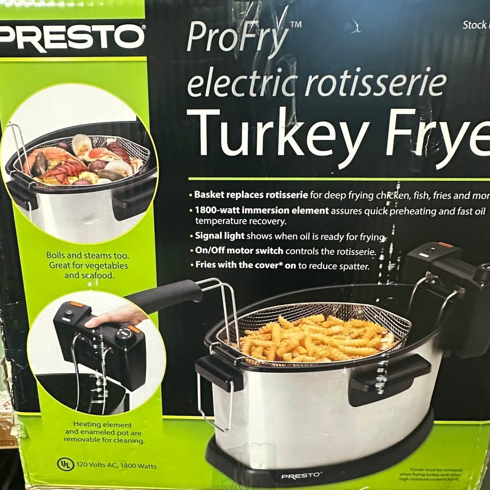 New Presto ProFry™ Electric Rotisserie Turkey Fryer.