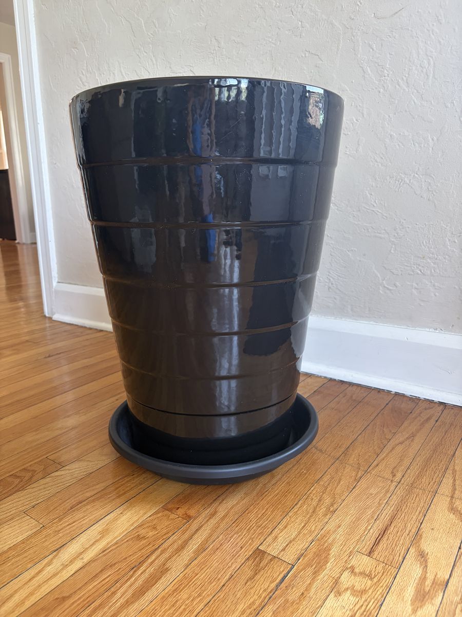 Large black ceramic indoor/outdoor planter