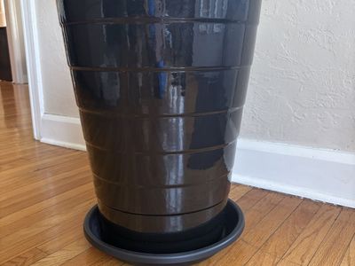Large black ceramic indoor/outdoor planter