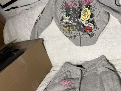 ED HARDY grey hoodie and sweatpants sweat