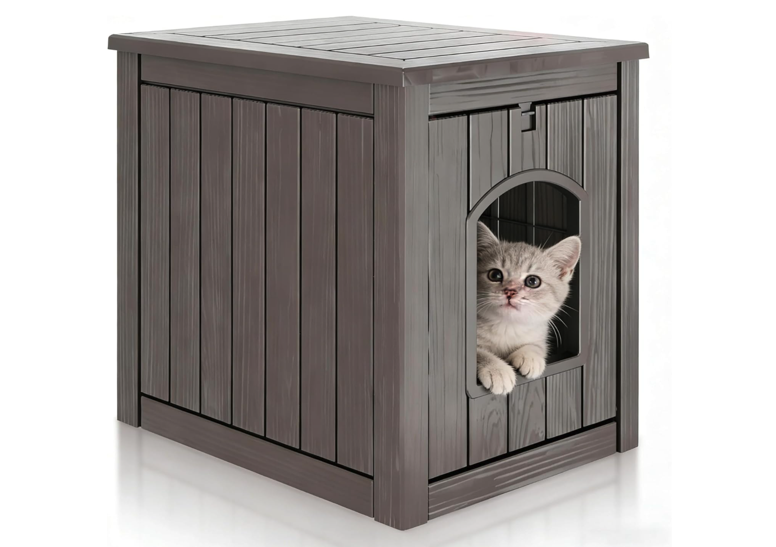 New in box, Cat Litter Box Enclosure, Waterproof Plastic Hidden Litter Box Furniture with Openable Door,