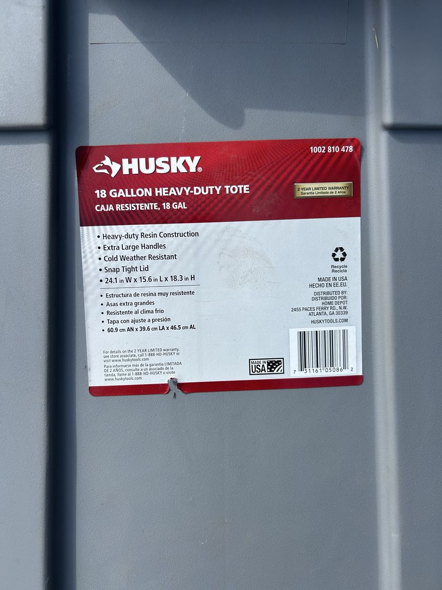 Husky 18 gallon tote