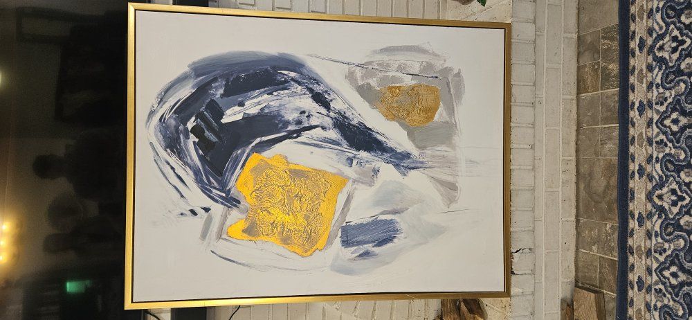 Painting blue and gold framed wall art
