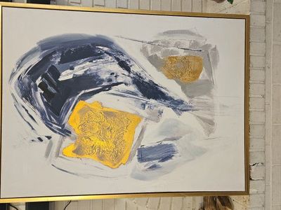 Painting blue and gold framed wall art