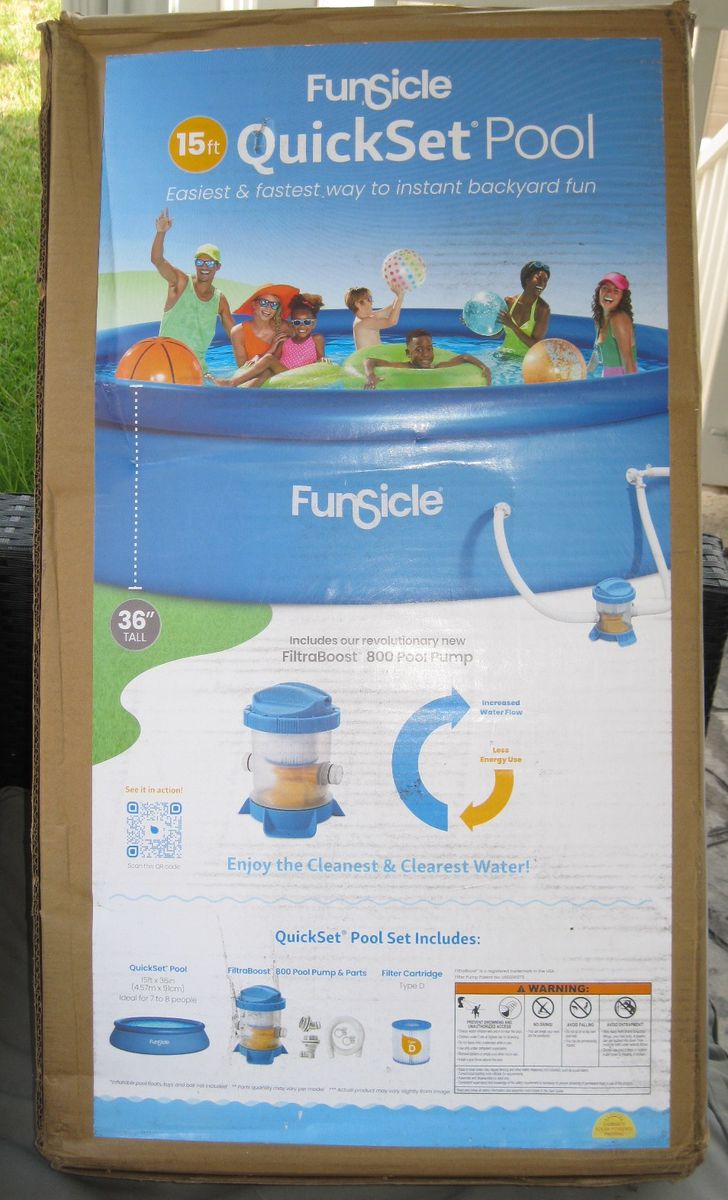 New Funsicle 15 Feet QuickSet Pool Above Ground Inflatable Top Ring