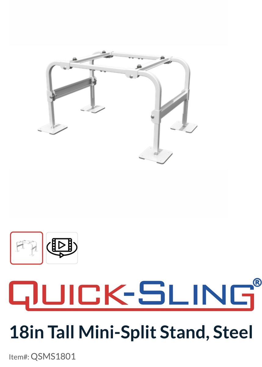 Quick-Sling QSMS1801 18in Tall Mini-Split Stand, Steel, White