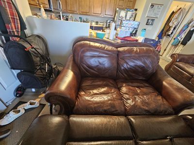 FREE- Dark Leather Sofa Set