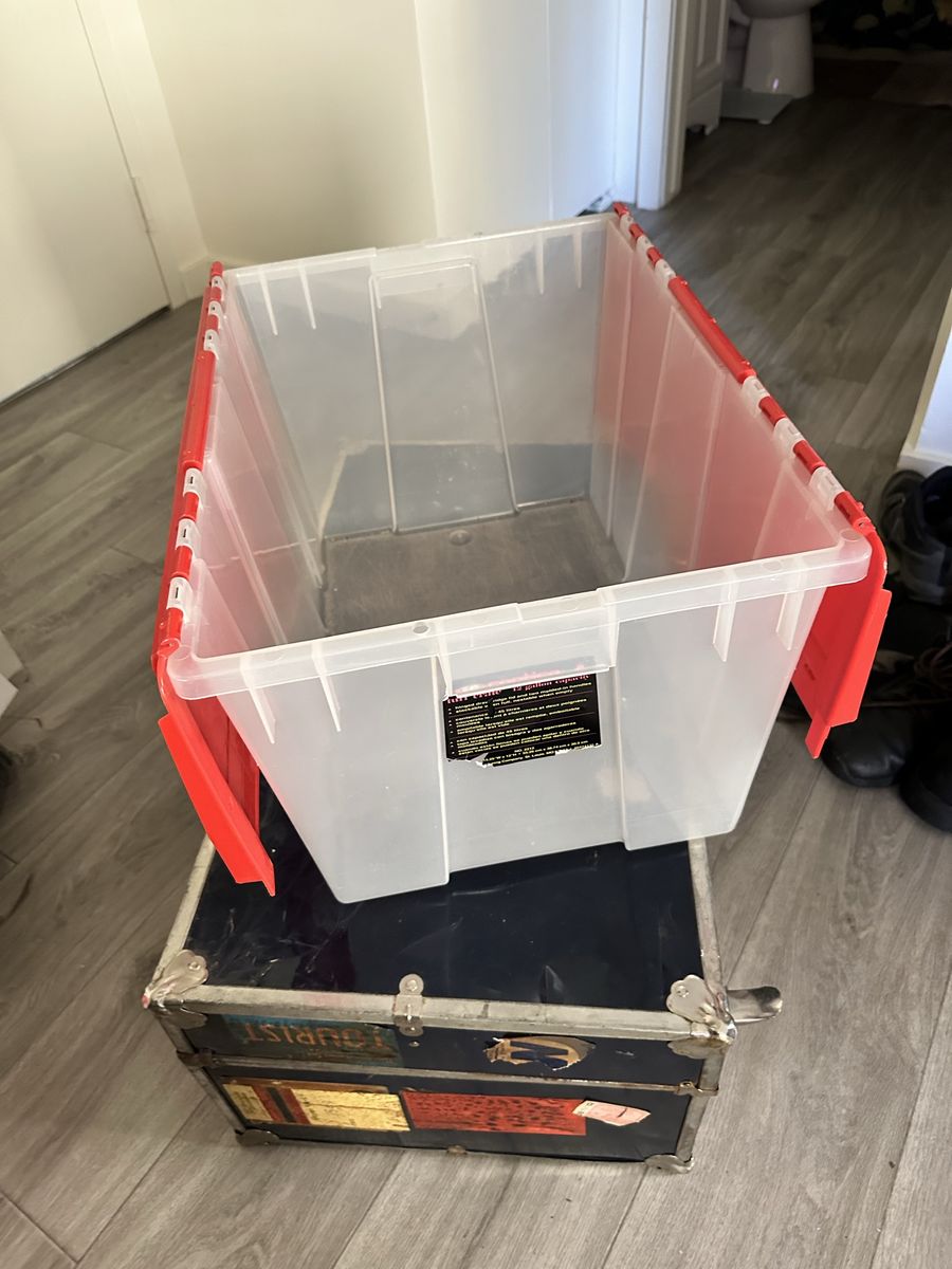 Cap-cargo 27 Gallon Clear/Red Heavy Duty Stacking Storage Container Tote w/ Lid