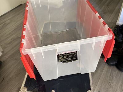 Cap-cargo 27 Gallon Clear/Red Heavy Duty Stacking Storage Container Tote w/ Lid