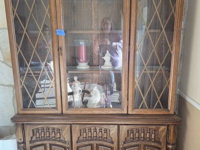 Vintage Wood China Cabinet Hutch