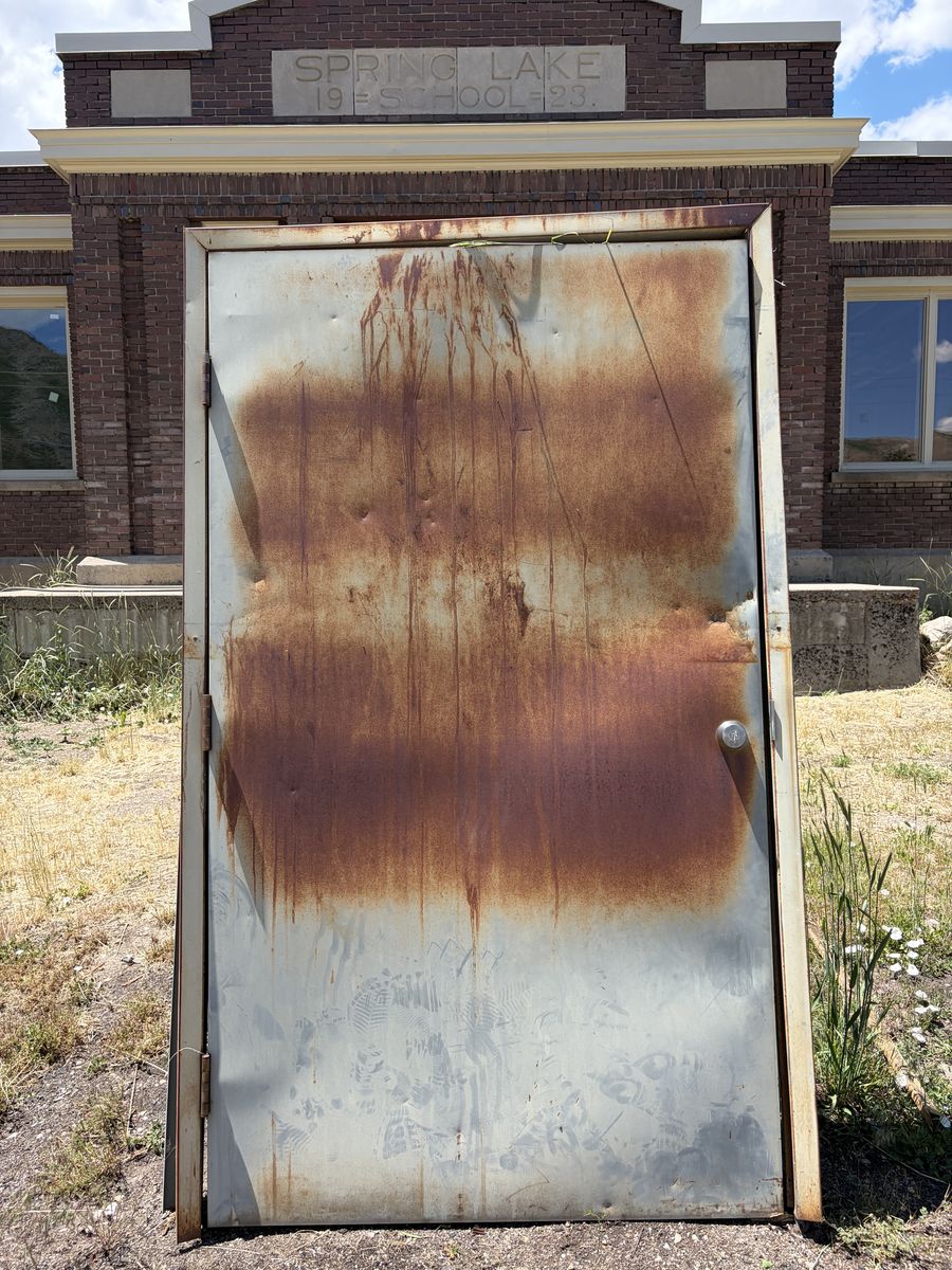 Heavy metal door.