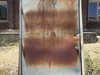 Heavy metal door.
