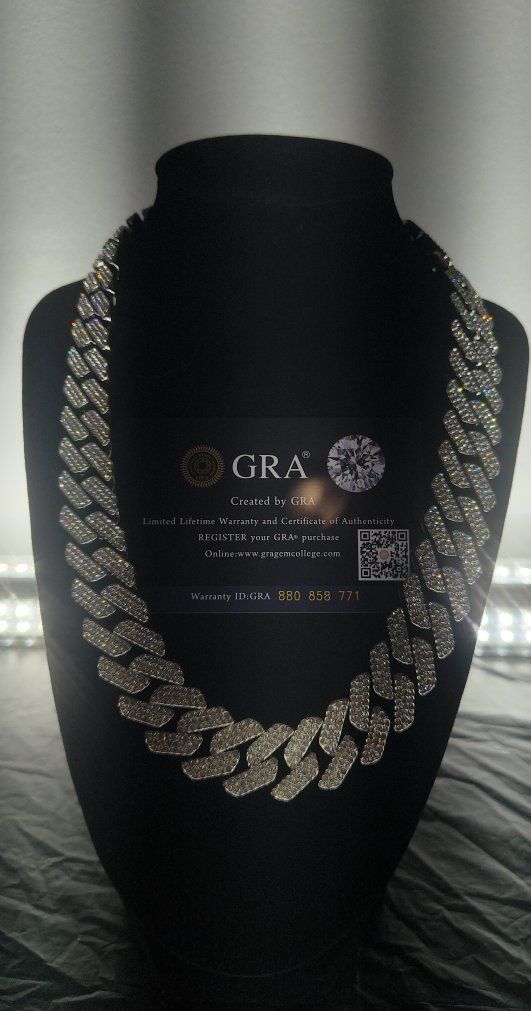 20mm Moissanite Cuban Chain 22” - VVS1 Silver (Passes Tester - 2 available)