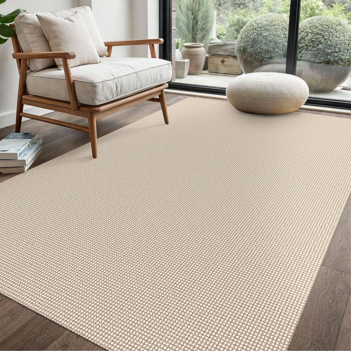 Woven Area Rug 4x6 Ft Washable Rugs for Entryway Non Slip Braided Throw Rugs Bedroom Carpet Cotton Entry Rug Cotton