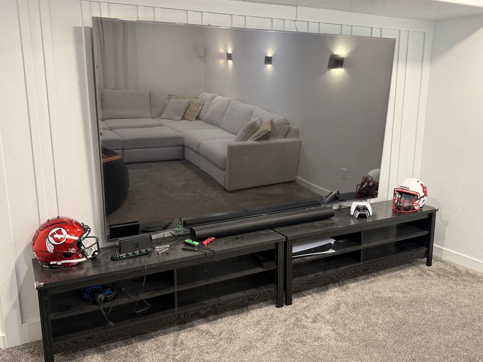 Large Black TV Stand Media Console Entertainment Center